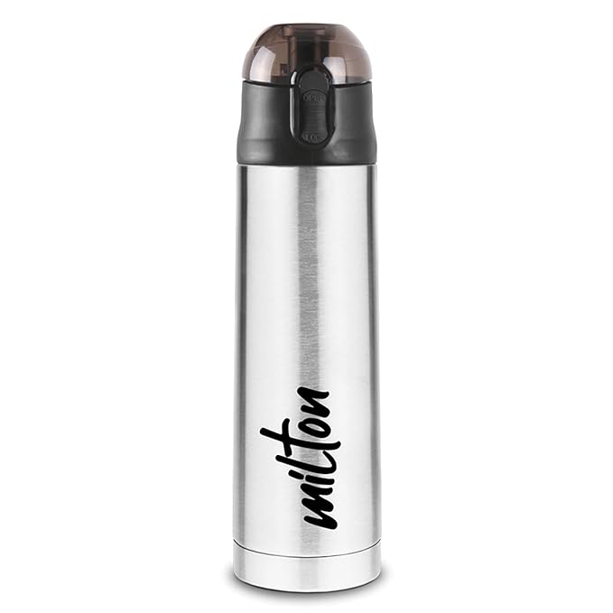 Milton New Crown 900 Thermosteel Water Bottle 750 ml with One Touch Safety Lock, 24 Hours Hot and Cold, Leak Proof Lid, ISI Certified I Vacuum Insulated I for Office, Gym, School