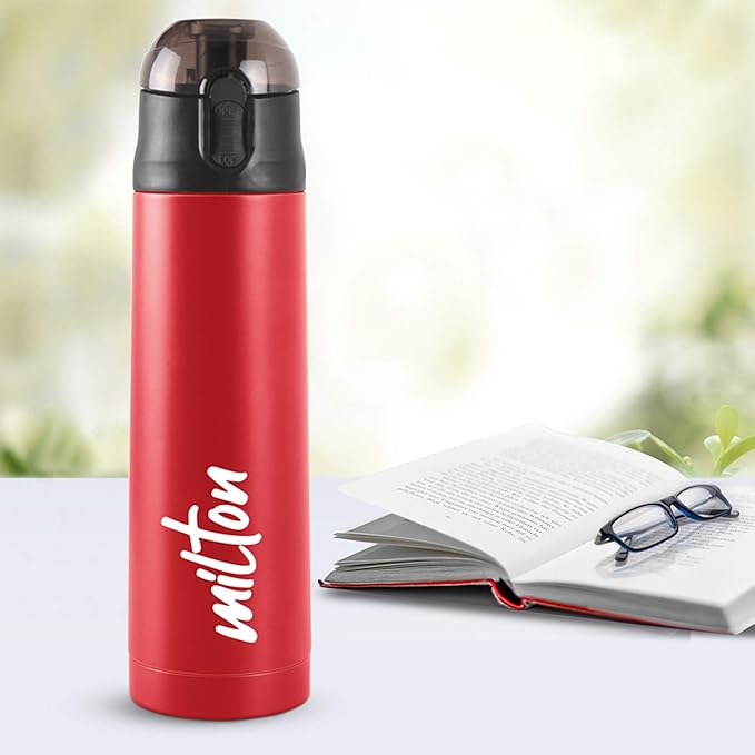 Milton New Crown 900 Thermosteel Water Bottle 750 ml with One Touch Safety Lock, 24 Hours Hot and Cold, Leak Proof Lid, ISI Certified I Vacuum Insulated I for Office, Gym, School