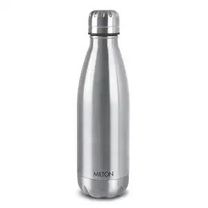 Milton Duo DLX 500 Thermosteel Water Bottle 750ml, 24 Hr Hot and Cold I Leak Proof Lid, ISI Certified I Vacuum Insulated I for Office, Gym, School I Silver