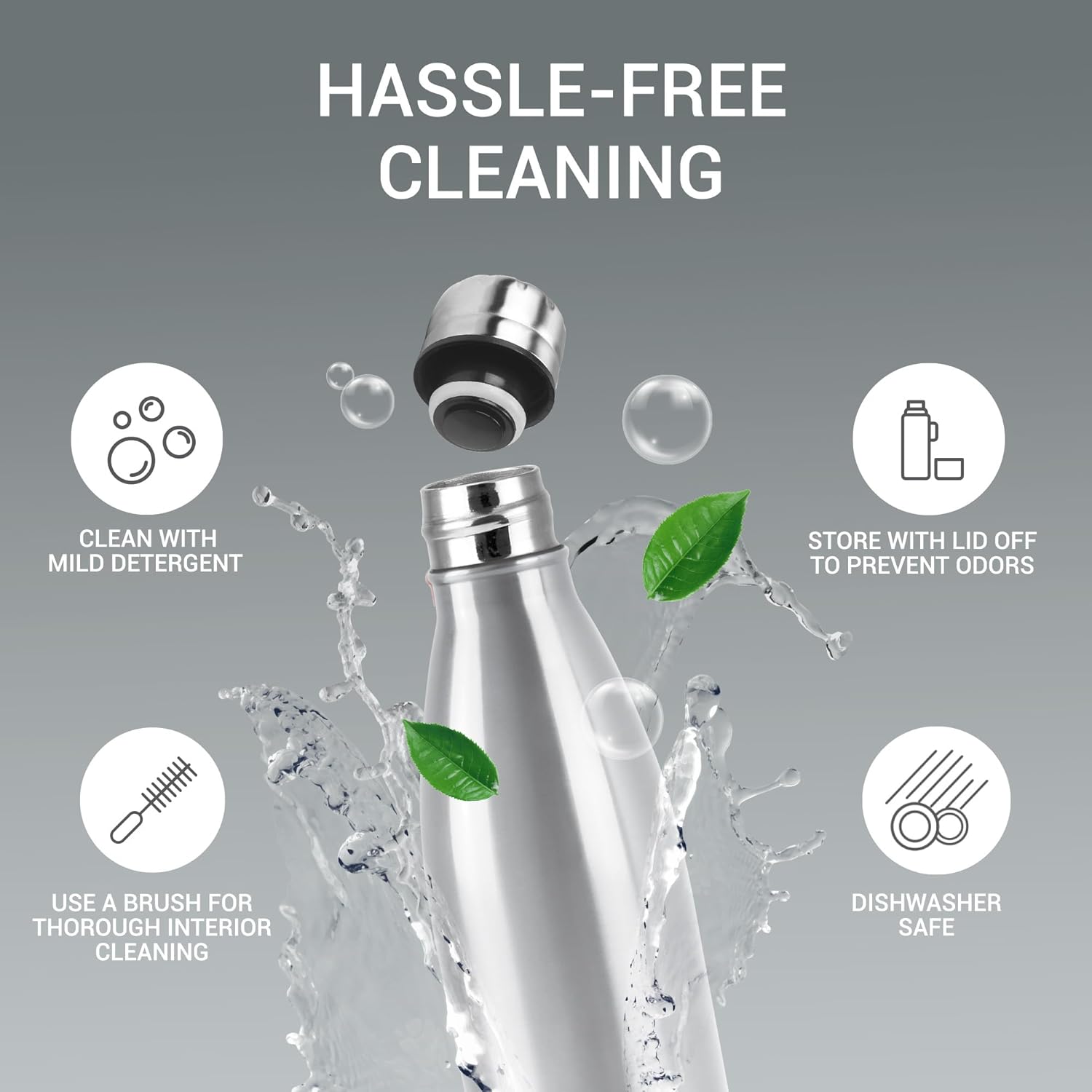 Milton Duo DLX 500 Thermosteel Water Bottle 750ml, 24 Hr Hot and Cold I Leak Proof Lid, ISI Certified I Vacuum Insulated I for Office, Gym, School I Silver