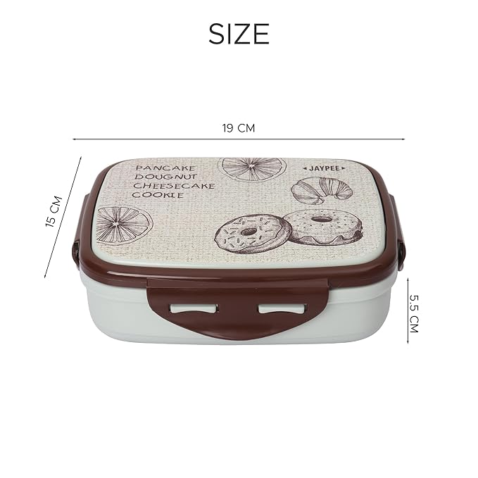 JAYPEE Ecosteel Jr Pista Brown 550 ml Inner Stainless Steel Insulated Lunch Box for School Snacks Box Office|Spoon| Airtight | Leakproof Tiffin Box for Kids | Food Grade | BPA Free