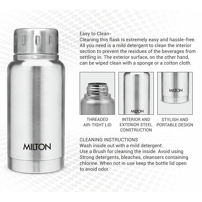 Milton Elfin Thermosteel 160 ml Water Bottle, 24 Hr Hot and Cold I Leak Proof Lid, ISI Certified I Vacuum Insulated I for Office, Gym, School
