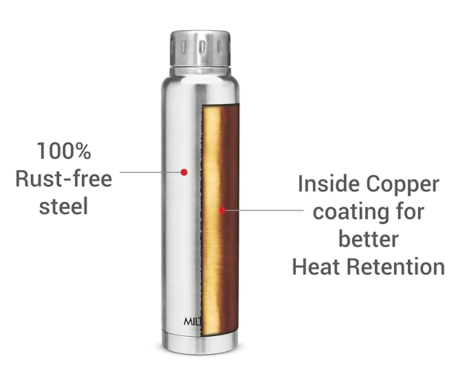 Milton Elfin Thermosteel 750 ml Water Bottle, 24 Hr Hot and Cold I Leak Proof Lid, ISI Certified I Vacuum Insulated I for Office, Gym, School I Light Blue