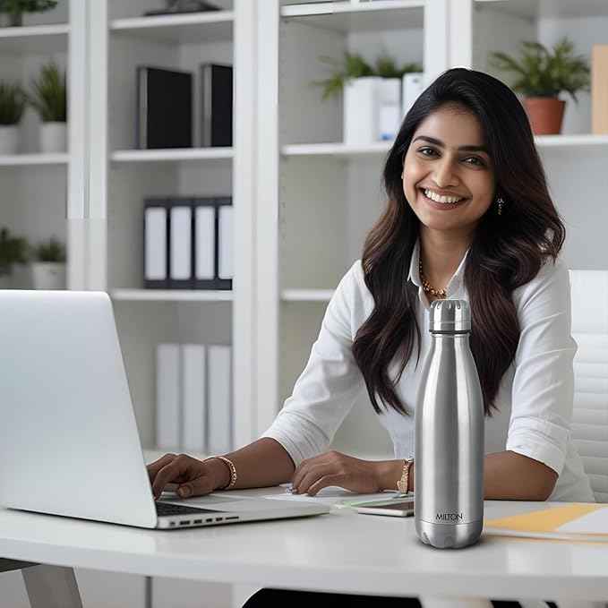 Milton Elfin Thermosteel 500 ml Water Bottle, 24 Hr Hot and Cold I Leak Proof Lid, ISI Certified I Vacuum Insulated I for Office, Gym, School