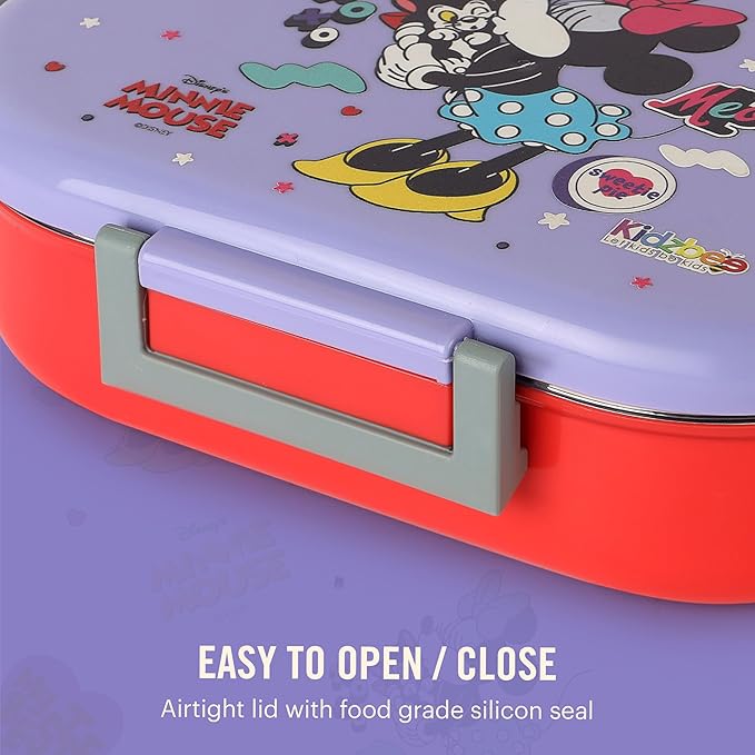 CELLO Kidzbee Apollo Best Pals Plastic Insulated Kids Lunch Box with Inner Steel | 3D Touch & Feel Designs Tiffin Box | Leak Proof & Break Resistant | Dishwasher Safe | 700ml