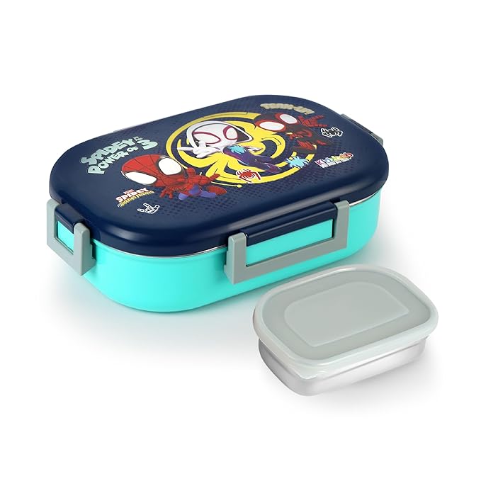 CELLO Kidzbee Apollo Best Pals Plastic Insulated Kids Lunch Box with Inner Steel | 3D Touch & Feel Designs Tiffin Box | Leak Proof & Break Resistant | Dishwasher Safe | 700ml
