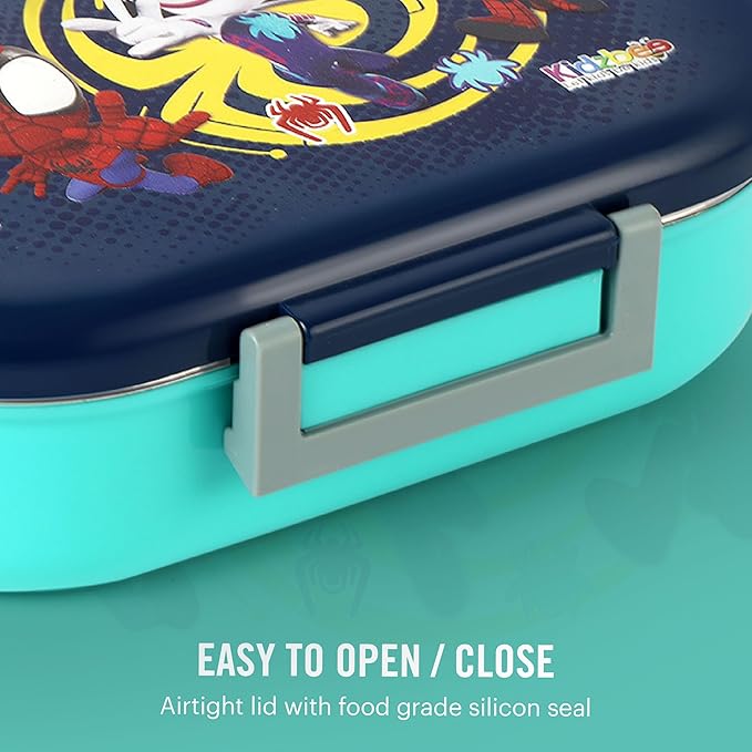 CELLO Kidzbee Apollo Best Pals Plastic Insulated Kids Lunch Box with Inner Steel | 3D Touch & Feel Designs Tiffin Box | Leak Proof & Break Resistant | Dishwasher Safe | 700ml