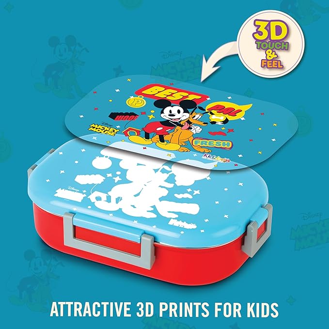 CELLO Kidzbee Apollo Best Pals Plastic Insulated Kids Lunch Box with Inner Steel | 3D Touch & Feel Designs Tiffin Box | Leak Proof & Break Resistant | Dishwasher Safe | 700ml