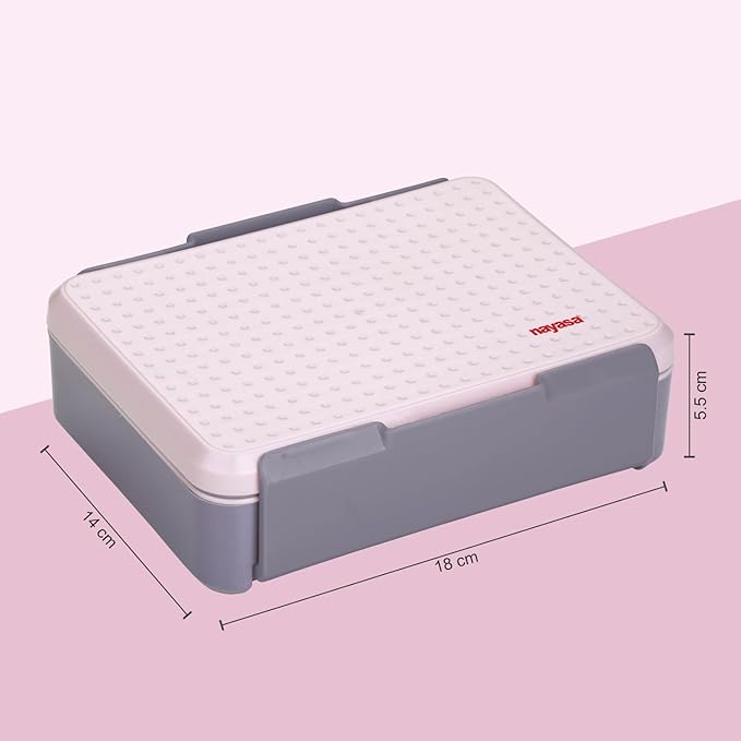 Nayasa Luna Insulated Inner Stainless Steel Lunchbox | BPA Free and Leak-Proof | Subtle Look and Compact Size | Small | 500 ML | Pink