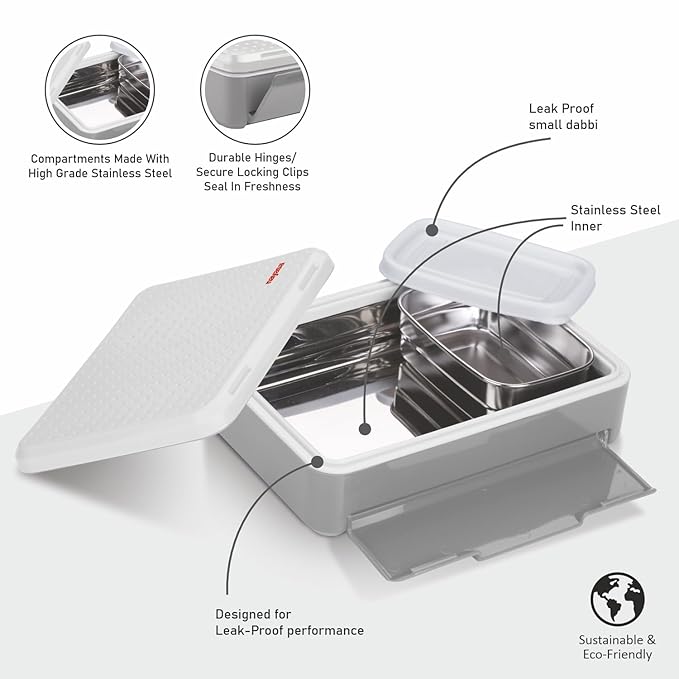 Nayasa Luna Insulated Inner Stainless Steel Lunchbox | BPA Free and Leak-Proof | Subtle Look and Compact Size | Small | 500 ML | Pink