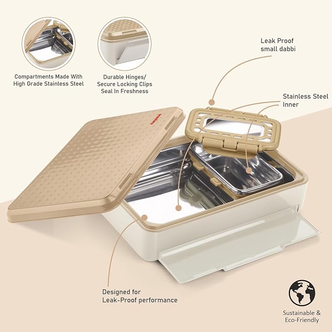 Nayasa Luna Insulated Inner Stainless Steel Lunchbox | BPA Free and Leak-Proof | Subtle Look and Compact Size | Small | 500 ML | Pink