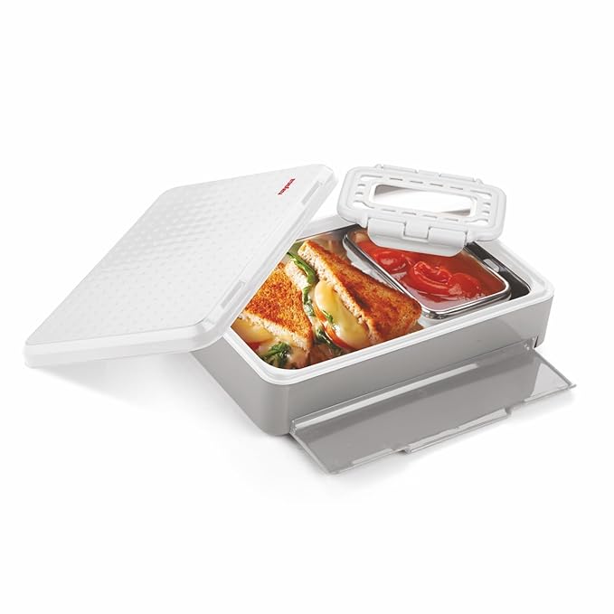 Nayasa Luna Insulated Inner Stainless Steel Lunchbox | BPA Free and Leak-Proof | Subtle Look and Compact Size | Small | 500 ML | Pink