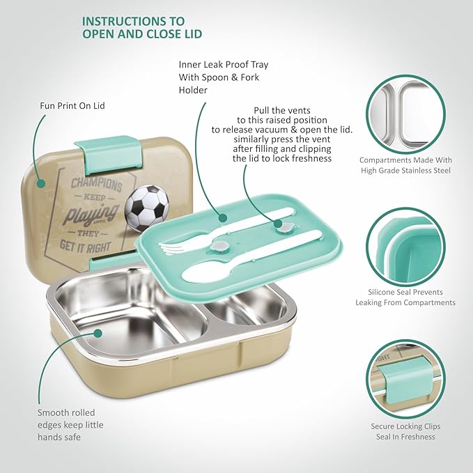 Nayasa Marco 2 Compartment Vaccum Sealed Insulated Stainless Steel Lunch Box for Kids| Paris Print | Leak Proof Tiffin Box | Big | 650 ML