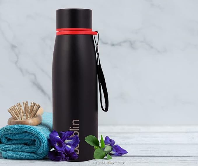 Dubblin Messi Premium Stainless Steel Double Wall Vacuum Insulated BPA Free Water Bottle, Sports Thermos Flask Keeps Hot 12 Hours, Cold 24 Hours(650 ml)