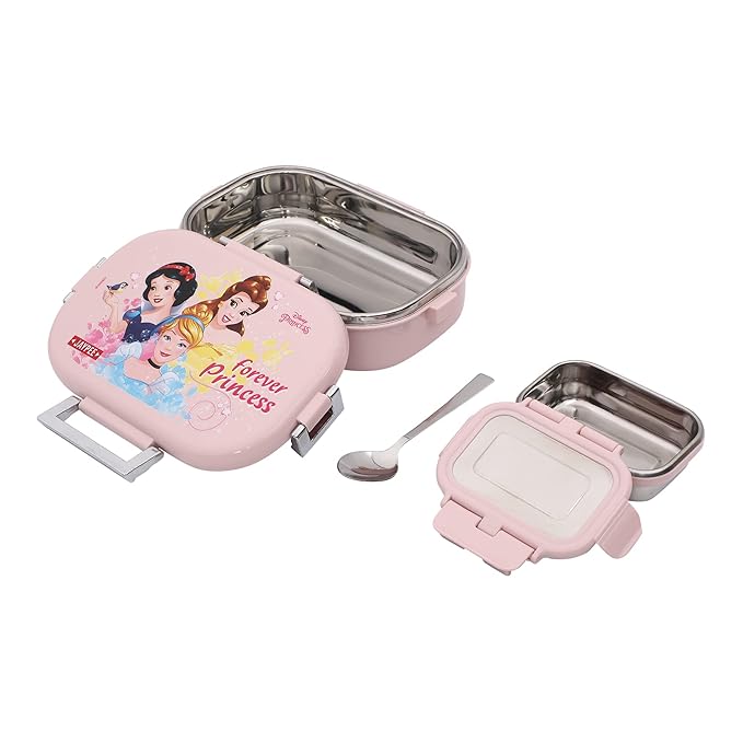 JAYPEE Missteel Hello Kitty Lunch Box Plastic with Inner Stainless Steel Lunch Box for Kids School Girls, Picnic Airtight Leak- Proof Tiffin Box 650 ml,Pink