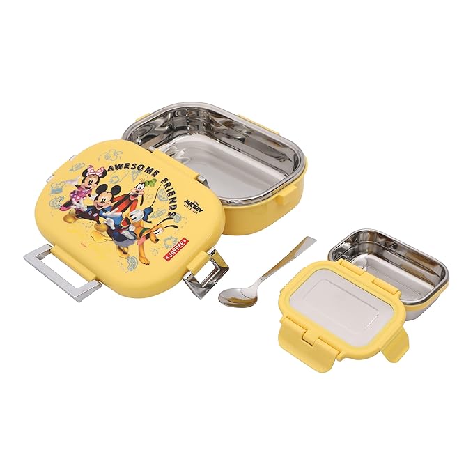 JAYPEE Missteel Hello Kitty Lunch Box Plastic with Inner Stainless Steel Lunch Box for Kids School Girls, Picnic Airtight Leak- Proof Tiffin Box 650 ml,Pink