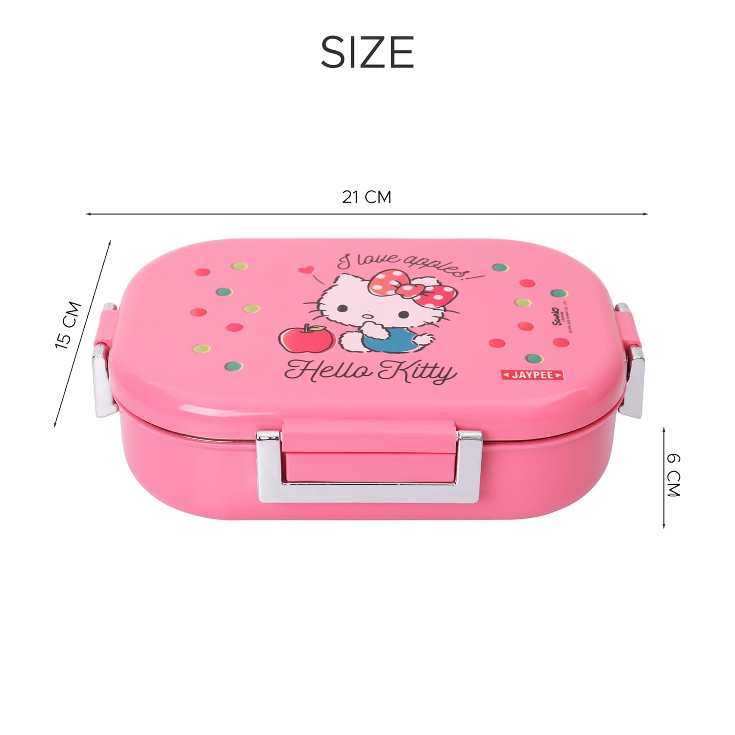 JAYPEE Missteel Hello Kitty Lunch Box Plastic with Inner Stainless Steel Lunch Box for Kids School Girls, Picnic Airtight Leak- Proof Tiffin Box 650 ml,Pink