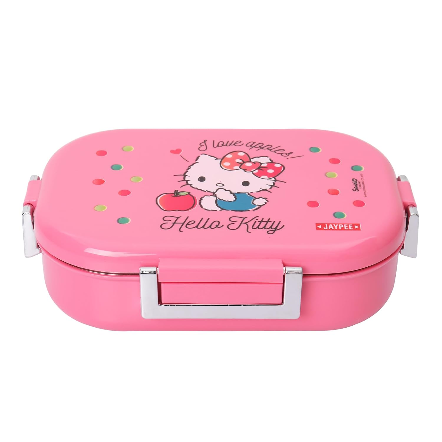 JAYPEE Missteel Hello Kitty Lunch Box Plastic with Inner Stainless Steel Lunch Box for Kids School Girls, Picnic Airtight Leak- Proof Tiffin Box 650 ml,Pink