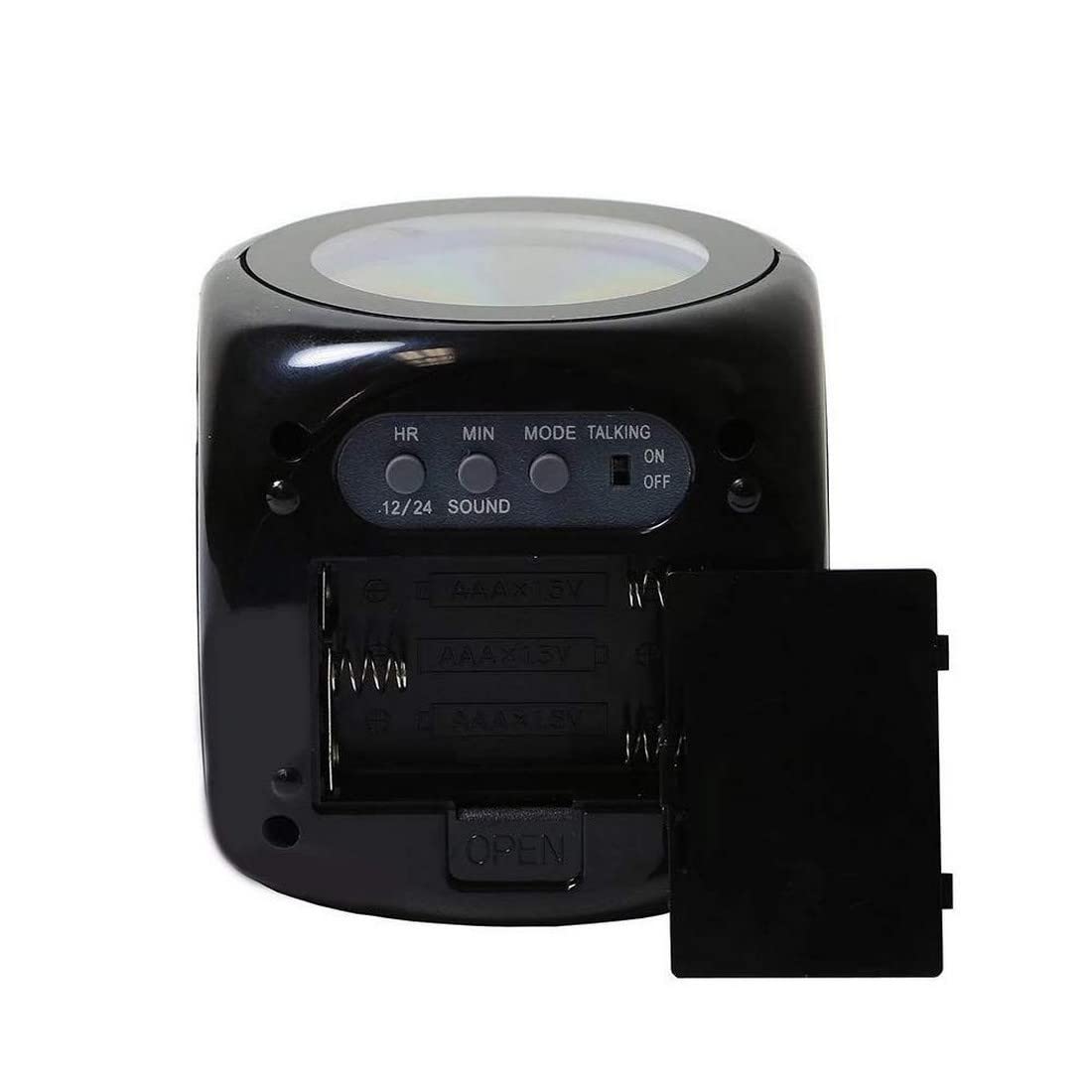 Digital LCD Display Colorful Voice Projection Alarm Clock Weather Station LED with Temperature Wake Up Projector Clocks Without Battery - Black