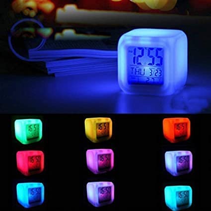 Multicolour Clock (Rainbow clock) | Digital Led Alarm Clock For Table Home Desk Night Table | With Temperature/Day/Month/Date/Time/Alarm