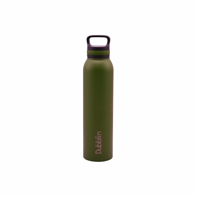 Dubblin Rio Stainless Steel Double Wall Vacuum Insulated BPA Free Water Bottle with Anti Skid Bottom & Leak Proof Lid, Thermos Flask Keeps Hot 12 Hours, Cold 24 Hours 900ML