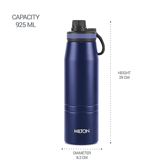Milton Sparkle 600 Thermosteel Water Bottle with Easy Sip Cap and Handle, 925 ml, Vacuum Insulated Stainless Steel, Hot and Cold, On The Go Bottle for Office College, Ivory