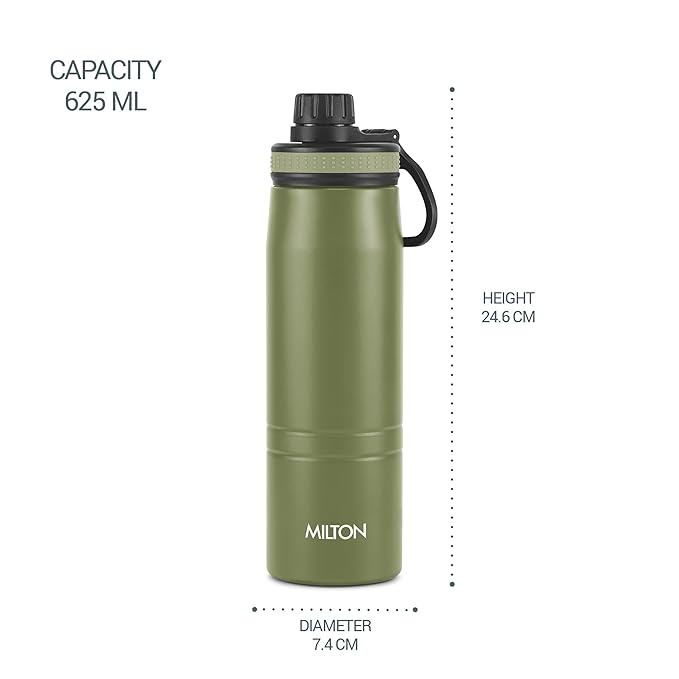 Milton Sparkle 600 Thermosteel Water Bottle with Easy Sip Cap and Handle, 925 ml, Vacuum Insulated Stainless Steel, Hot and Cold, On The Go Bottle for Office College, Ivory