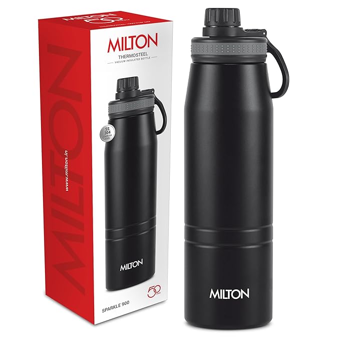 Milton Sparkle 600 Thermosteel Water Bottle with Easy Sip Cap and Handle, 925 ml, Vacuum Insulated Stainless Steel, Hot and Cold, On The Go Bottle for Office College, Ivory