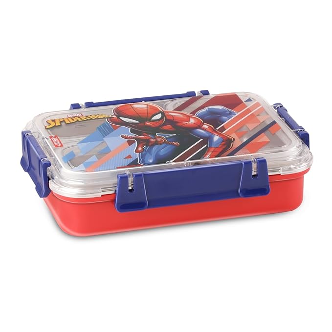 JAYPEE Toon Box 3 Marvel Series Power Avengers Inner Stainless Steel Insulated Lunch Box for School Kids |Airtight Leakproof Tiffin Box with 2 Additional Lock |Food Grade|BPA Free, 625 ml