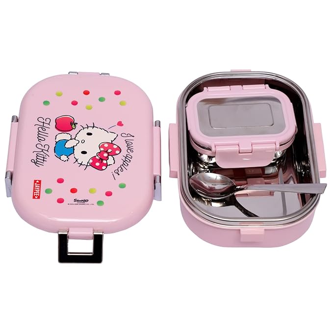JAYPEE Inner Stainless Steel Insulated Lunch Box Topsteel Graceful & Gorgeous, Pink, 600 ml, Suitable for School Kids, Girls & Boys