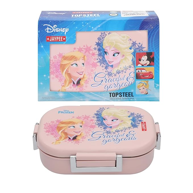 JAYPEE Inner Stainless Steel Insulated Lunch Box Topsteel Graceful & Gorgeous, Pink, 600 ml, Suitable for School Kids, Girls & Boys