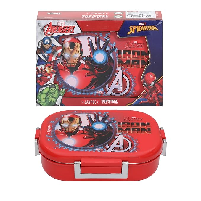 JAYPEE Inner Stainless Steel Insulated Lunch Box Topsteel Graceful & Gorgeous, Pink, 600 ml, Suitable for School Kids, Girls & Boys