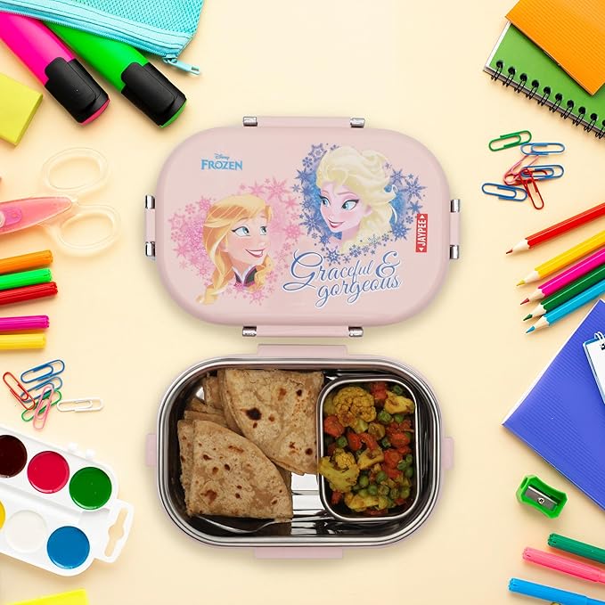 JAYPEE Inner Stainless Steel Insulated Lunch Box Topsteel Graceful & Gorgeous, Pink, 600 ml, Suitable for School Kids, Girls & Boys
