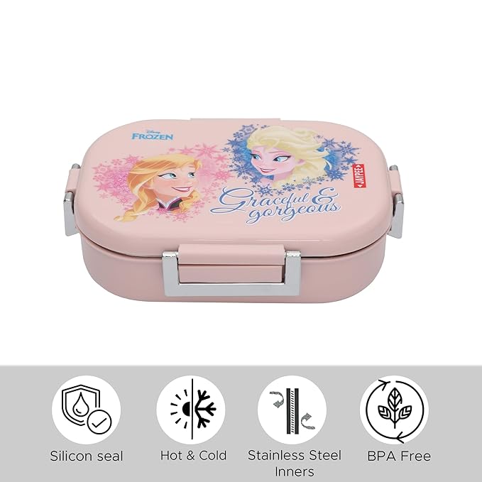 JAYPEE Inner Stainless Steel Insulated Lunch Box Topsteel Graceful & Gorgeous, Pink, 600 ml, Suitable for School Kids, Girls & Boys