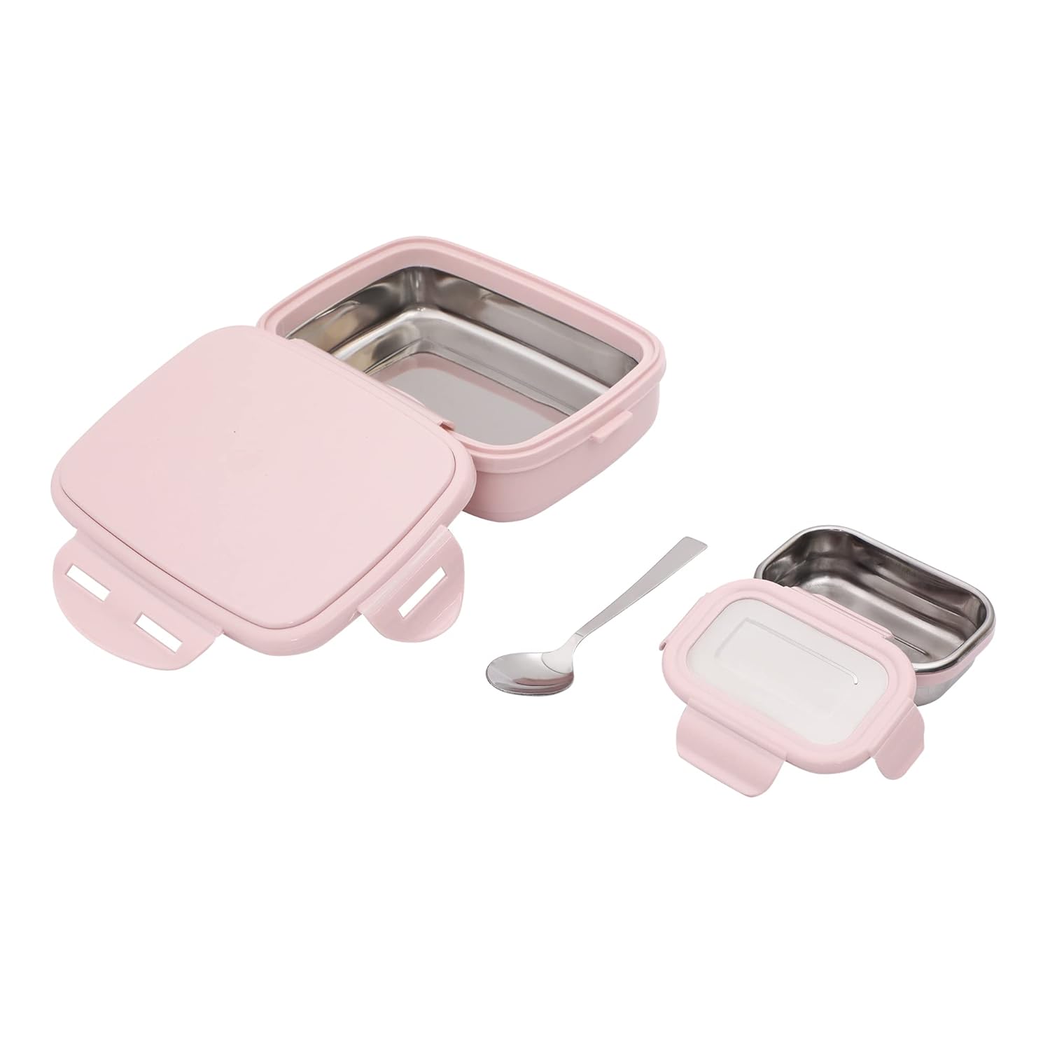 JAYPEE Inner Stainless Steel Insulated Lunch Box Wavesteel Jr. Pink, 500 ml, Airtight Tiffin Box for School Kids |Spillproof with Silicon Seal |Food Grade | BPA Free